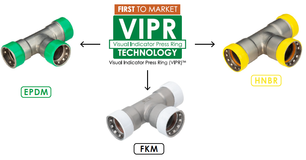 Visual Indicator Press Ring (VIPR) by Merit Brass in Carbon Press Fittings MeritPress Visual Indicator Press Ring known as the VIPR by Merit Brass
